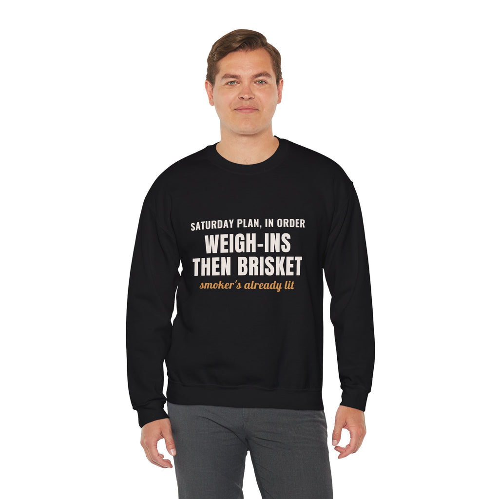 Wrestling Coach Brisket Crewneck, "Weigh-Ins Then Brisket" Gift
