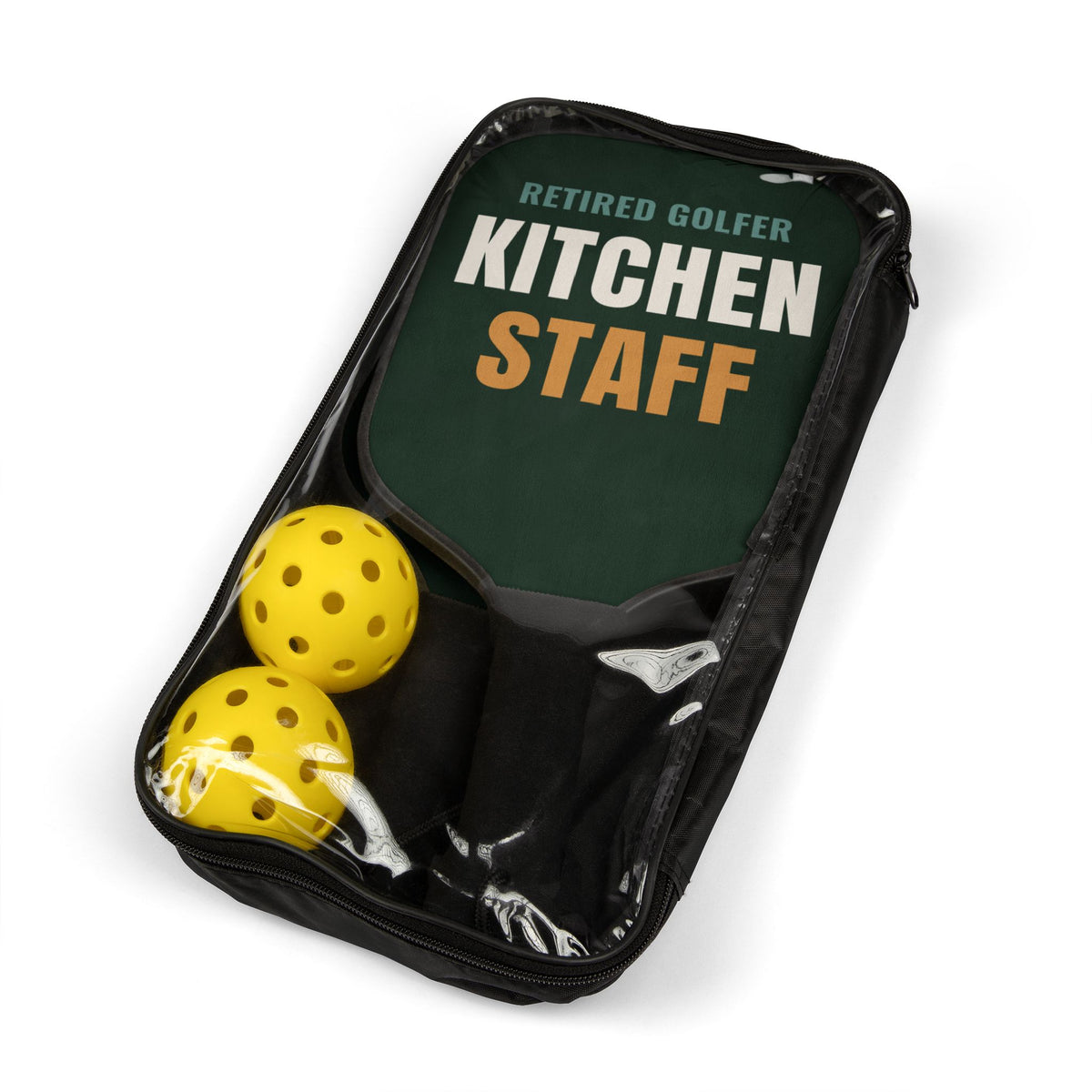 Pickleball Paddle Set - "Retired Golfer Kitchen Staff" Novelty Pickleball Kit