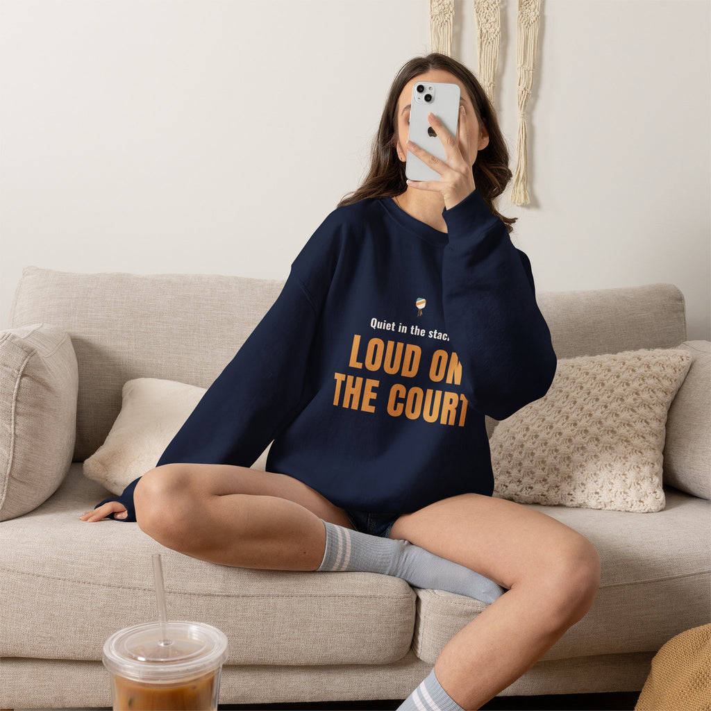 Pickleball Librarian Crewneck Sweatshirt, "Loud on the Court" Design