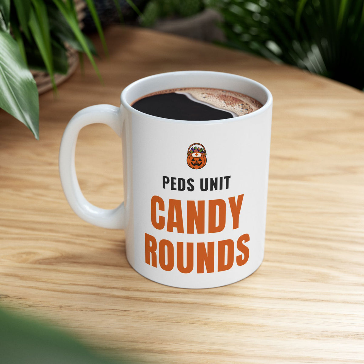 Pediatric Nurse Halloween Mug for Peds Nurses, "Peds Unit Candy Rounds"