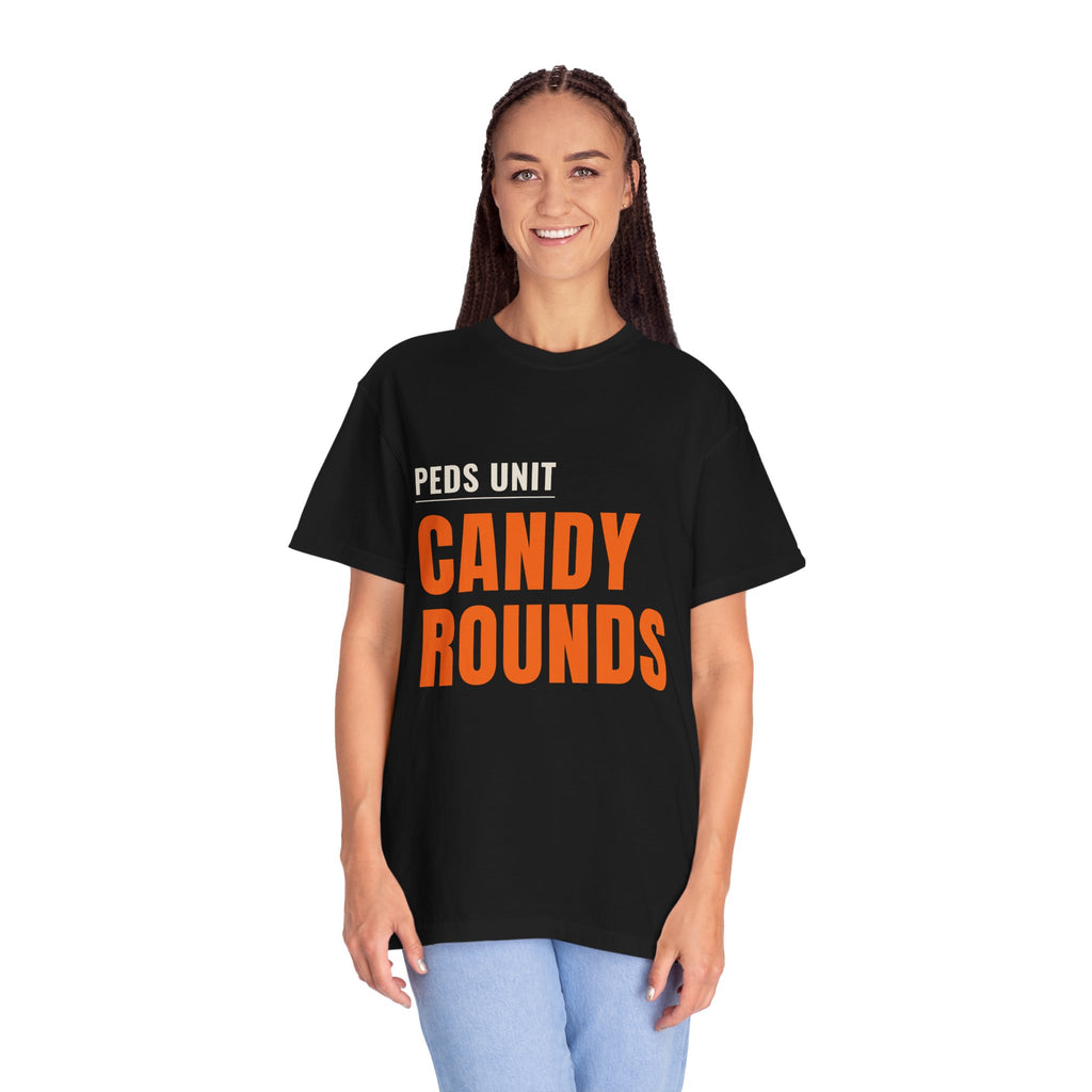 Peds Unit "Candy Rounds" T‑Shirt, Pediatric Nurse Halloween Candy Rounds Tee