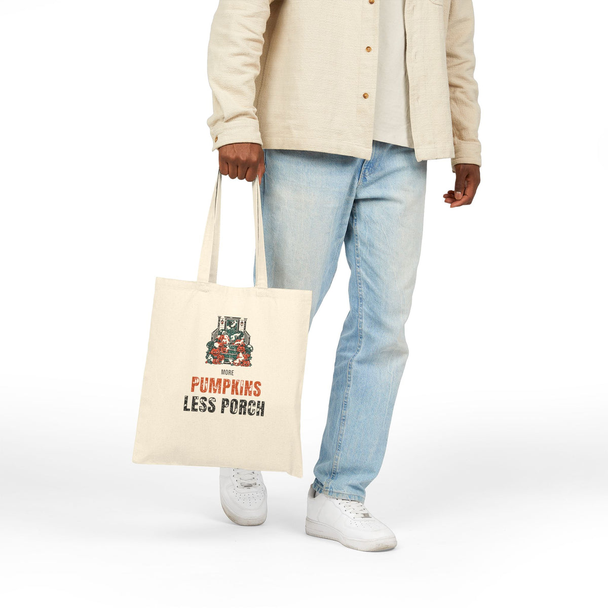 Pumpkin Carving Tote Bag for Parents, "More Pumpkins Less Porch"