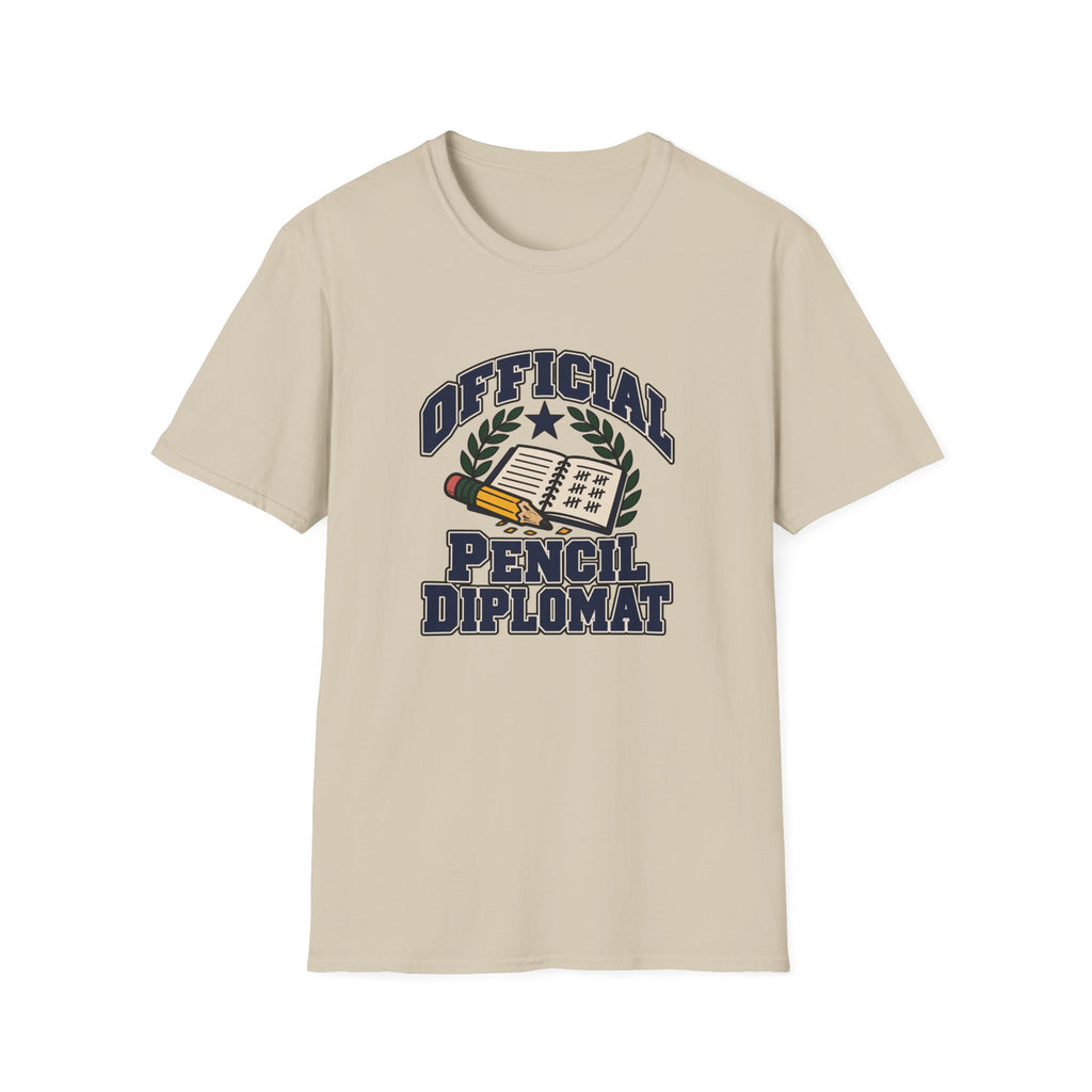 Teacher Pencil Shirt, “Official Pencil Diplomat” Tee for Teachers