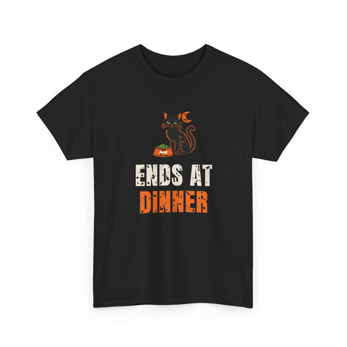 Halloween Cat "Ends at Dinner" Tee