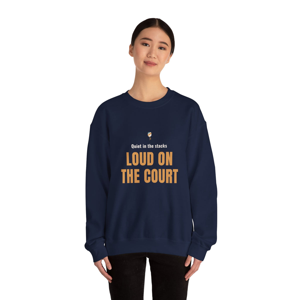 Pickleball Librarian Crewneck Sweatshirt, "Loud on the Court" Design