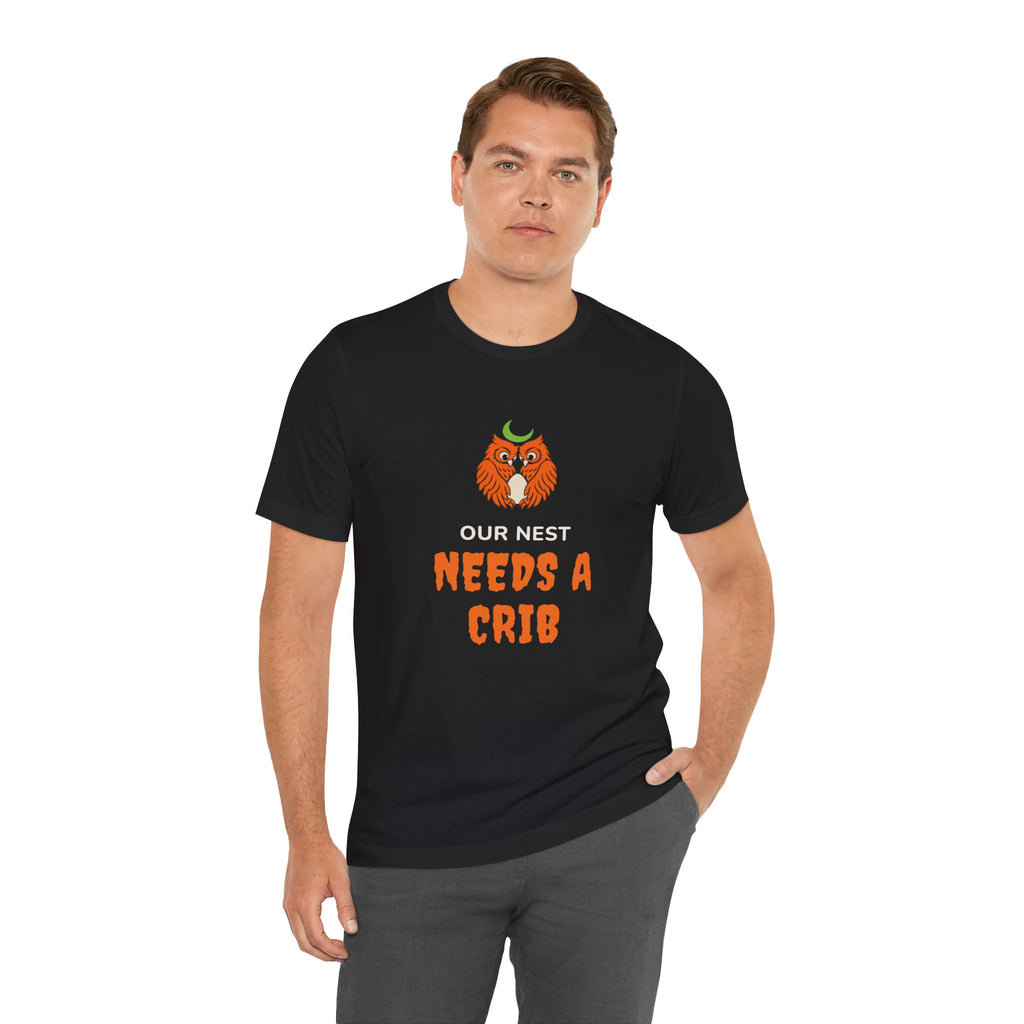 Halloween Pregnancy Announcement Shirt for Expectant Parents “Our Nest Needs a Crib”