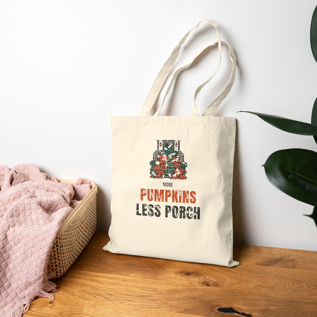Pumpkin Carving Tote Bag for Parents, "More Pumpkins Less Porch"