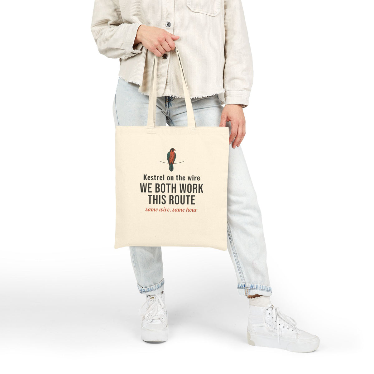 Rural Mail Carrier Tote Bag, "We Both Work This Route" Kestrel Gift