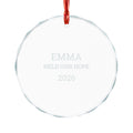 Personalized crystal glass NICU nurse ornament engraved with EMMA, Held Our Hope, and 2026