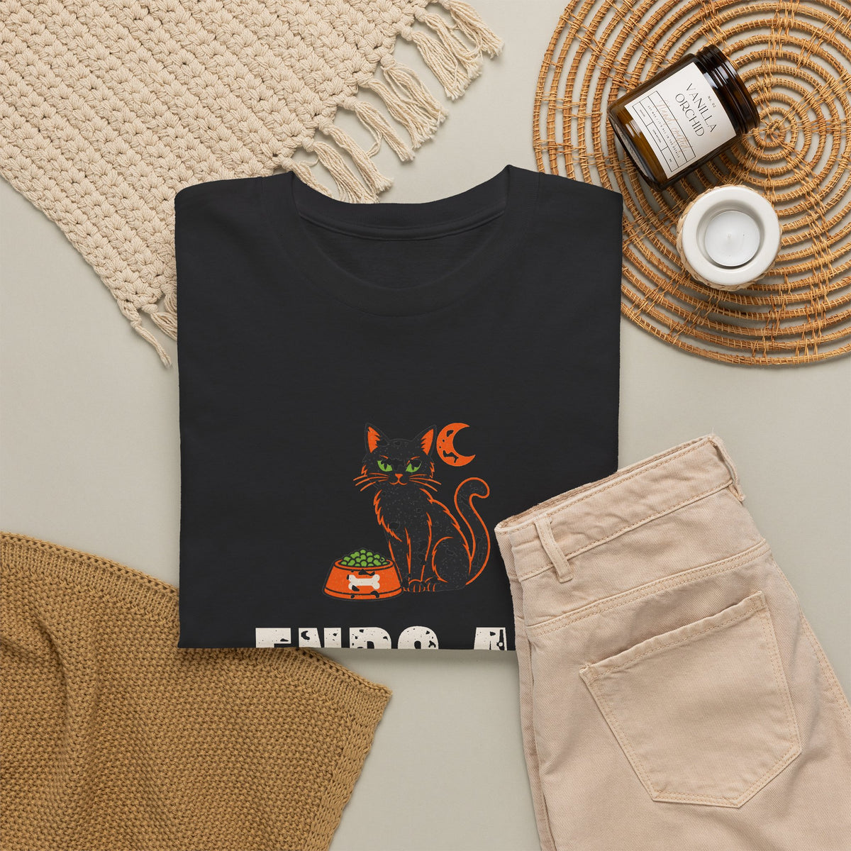 Halloween Cat "Ends at Dinner" Tee