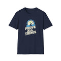 Christian Engineer Shirt, Navy T-Shirt for Christian Engineers, “Prove All Things”