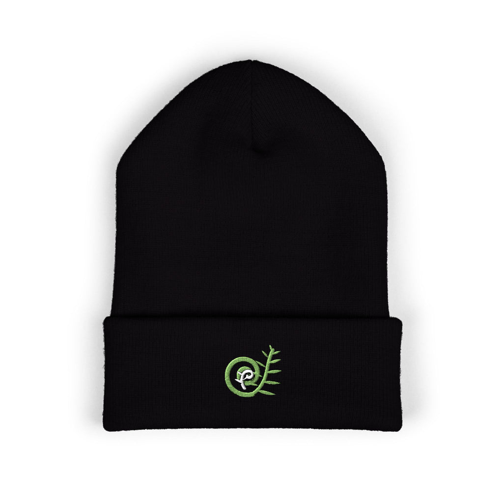 Unfurling Fern Embroidered Cuffed Beanie