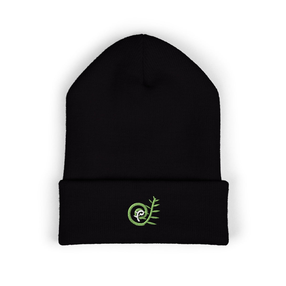 Unfurling Fern Embroidered Cuffed Beanie
