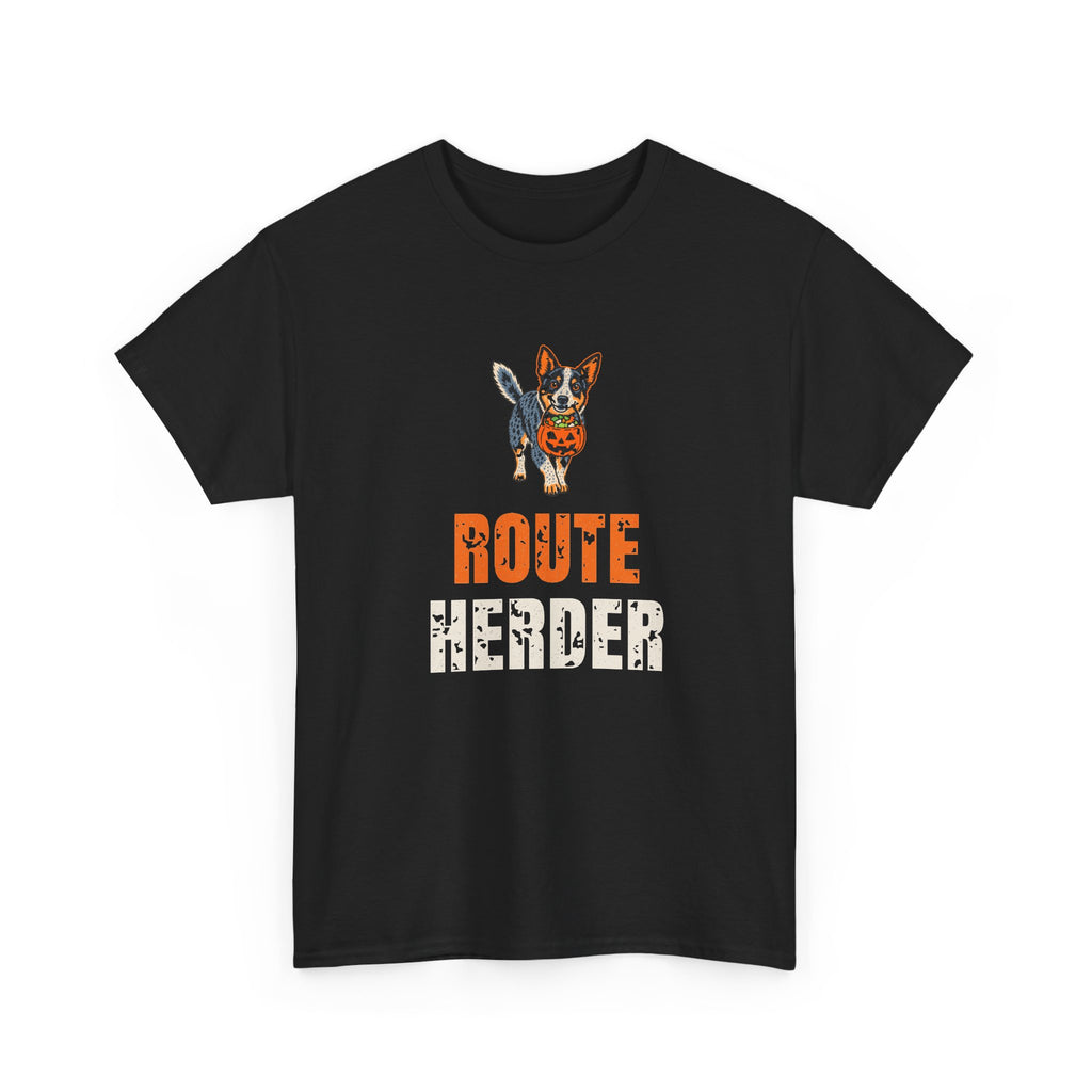 Blue Heeler Halloween Shirt, “Route Herder” Tee for Blue Heeler Dads