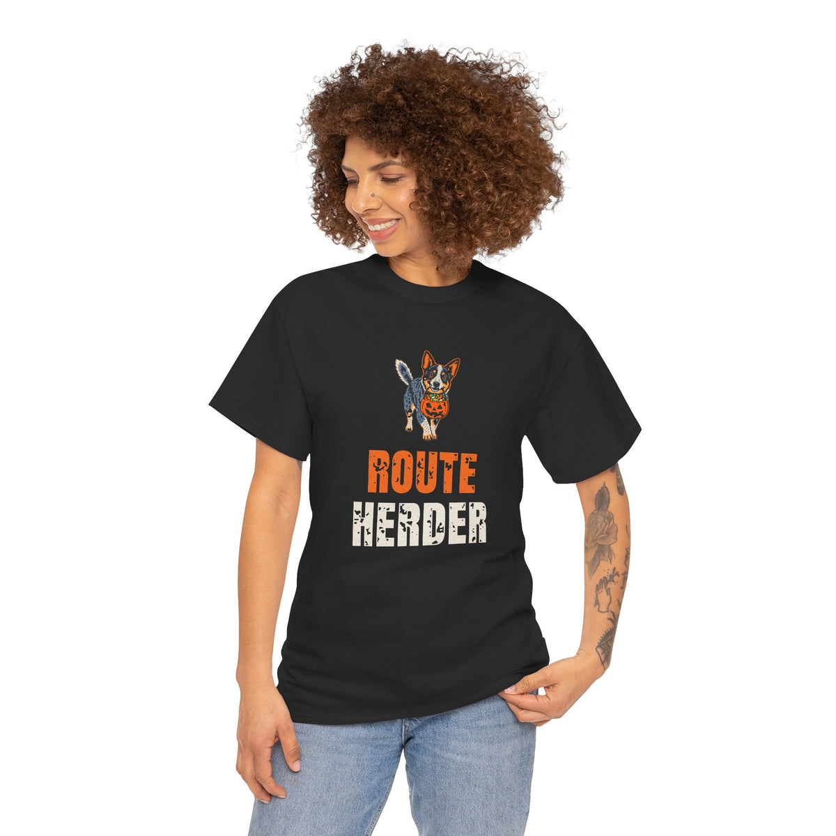 Blue Heeler Halloween Shirt, “Route Herder” Tee for Blue Heeler Dads