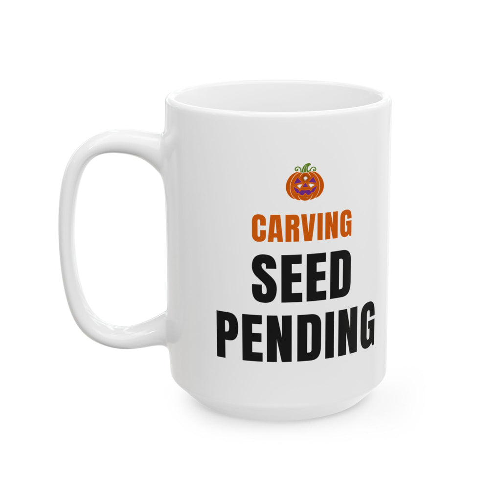 Pumpkin Carving Coffee Mug for Parents, "Carving Seed Pending"