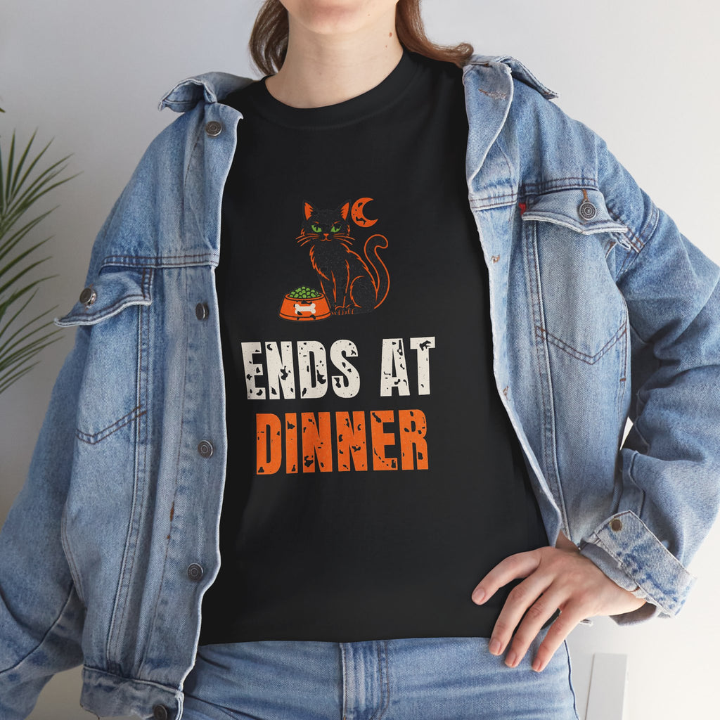 Halloween Cat "Ends at Dinner" Tee