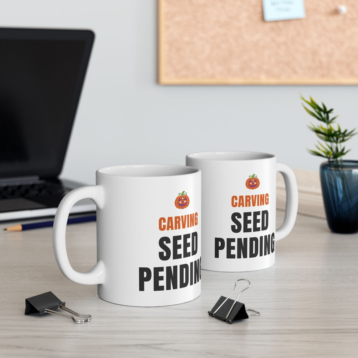 Pumpkin Carving Coffee Mug for Parents, "Carving Seed Pending"