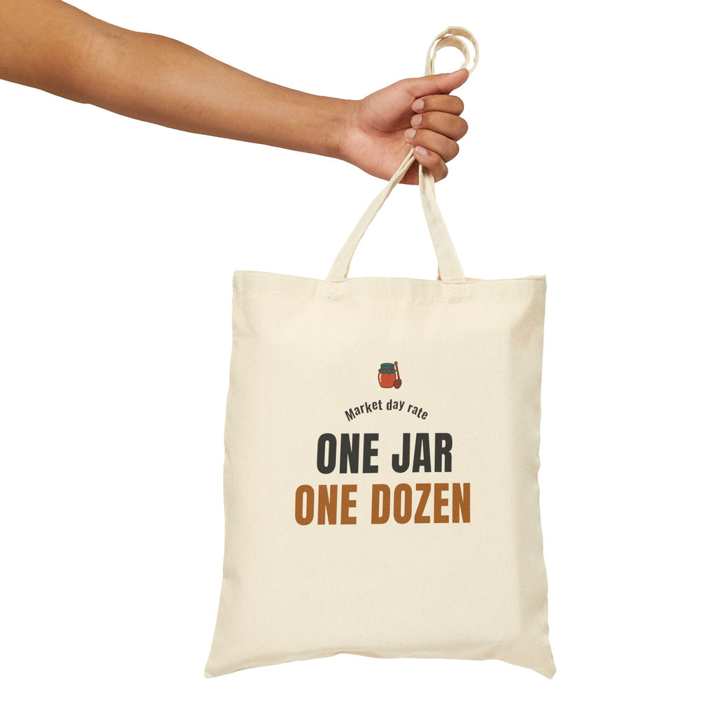 Beekeeping Honey Barter Tote Bag, "One Jar, One Dozen" for Backyard Beekeepers