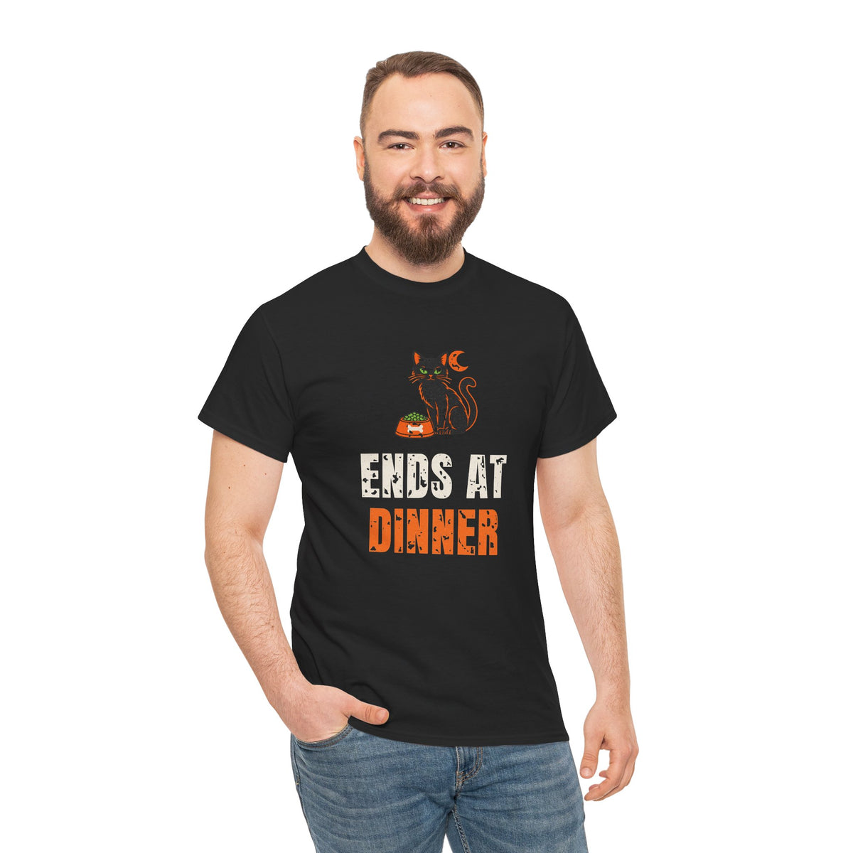 Halloween Cat "Ends at Dinner" Tee