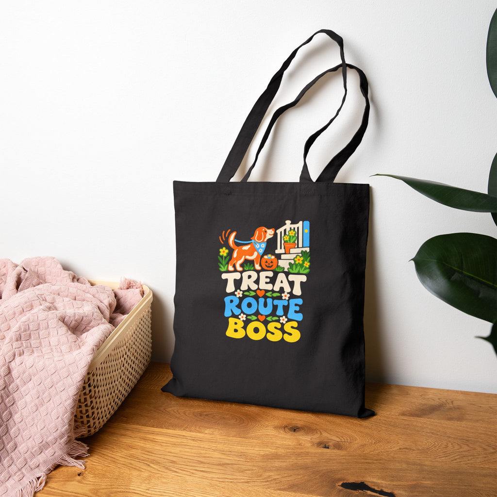 Dog Halloween Tote “Treat Route Boss” for Dog-Owning Families