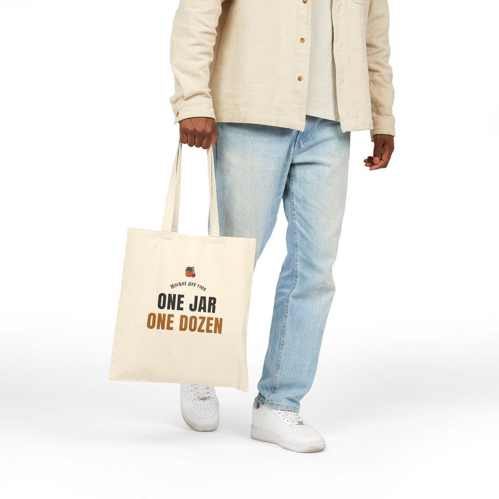 Beekeeping Honey Barter Tote Bag, "One Jar, One Dozen" for Backyard Beekeepers