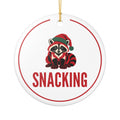 Raccoon Christmas Ornament for Raccoon Lovers, "SNACKING" Ceramic Keepsake