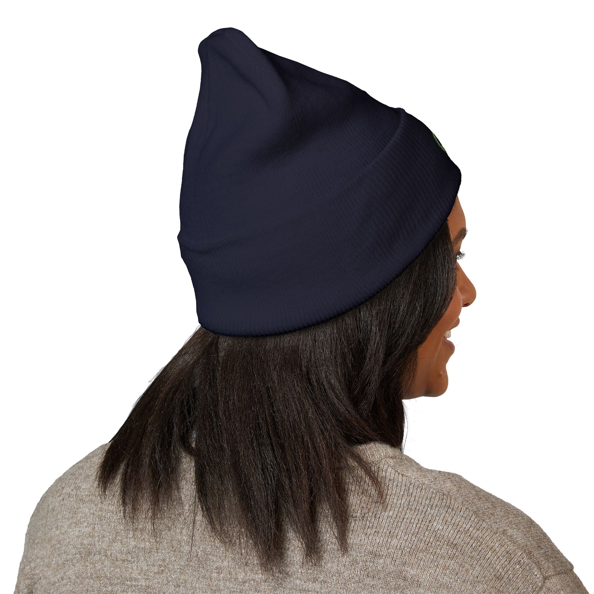 Unfurling Fern Embroidered Cuffed Beanie