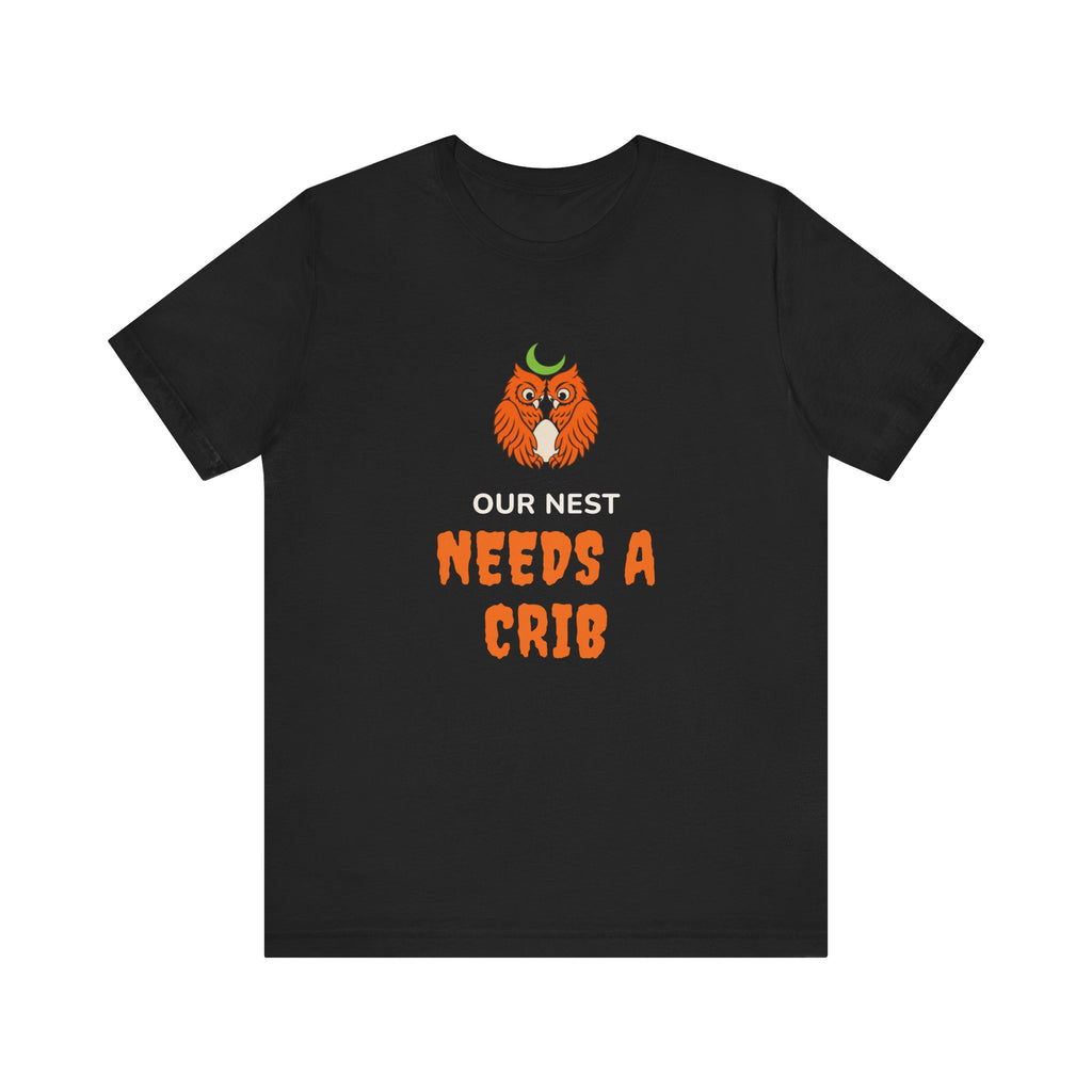 Halloween Pregnancy Announcement Shirt for Expectant Parents “Our Nest Needs a Crib”