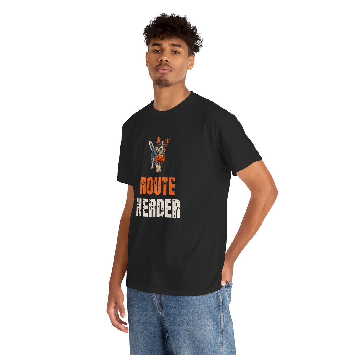 Blue Heeler Halloween Shirt, “Route Herder” Tee for Blue Heeler Dads