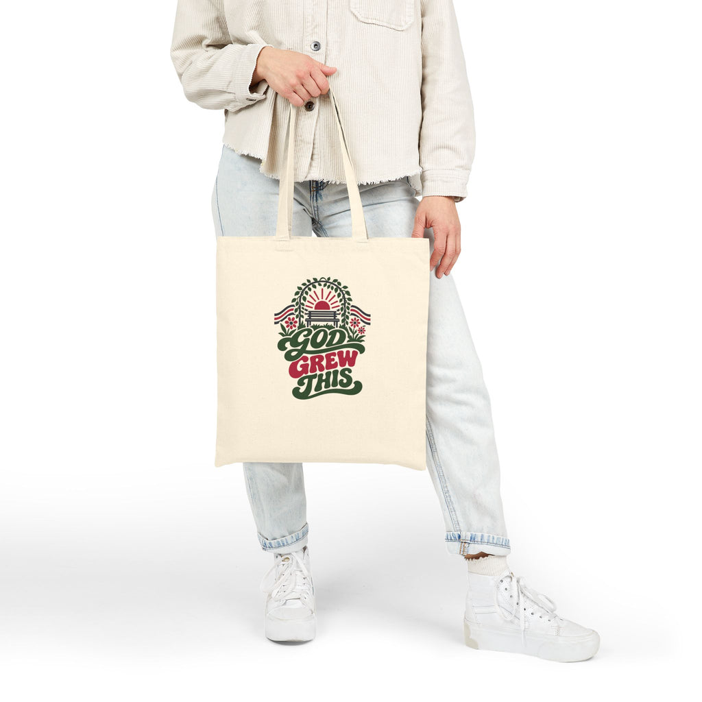 Christian Gardening Tote Bag for Gardeners, “God Grew This”
