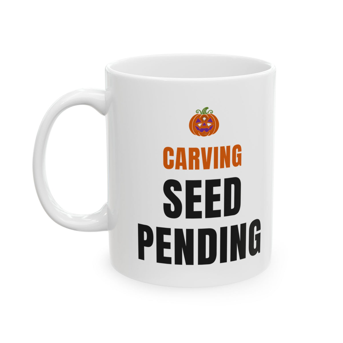 Pumpkin Carving Coffee Mug for Parents, "Carving Seed Pending"