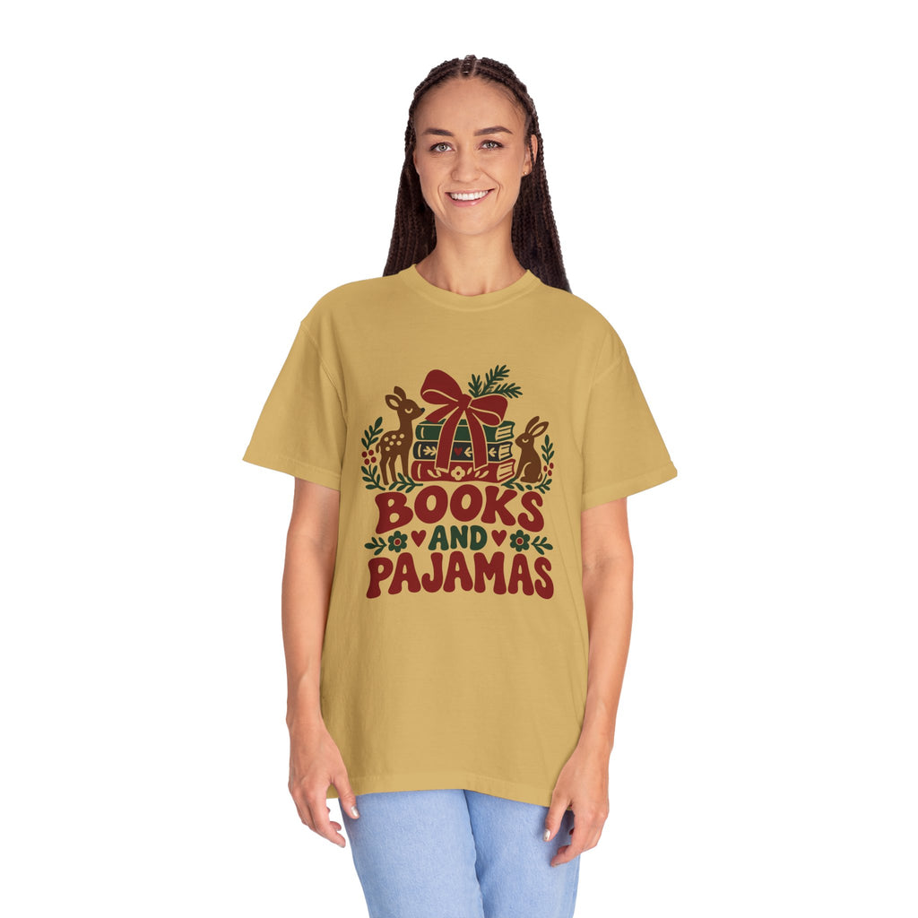 Book Lover Christmas Shirt for Book Club Readers in Mustard