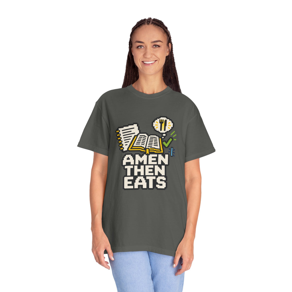 Pastor Appreciation Tee “Amen Then Eats” for Church Members Buying a Pastor Gift