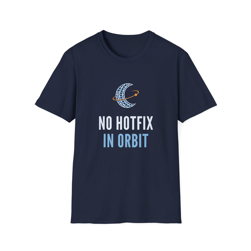 Software Engineer Space Shirt for Software Engineers, “No Hotfix in Orbit”