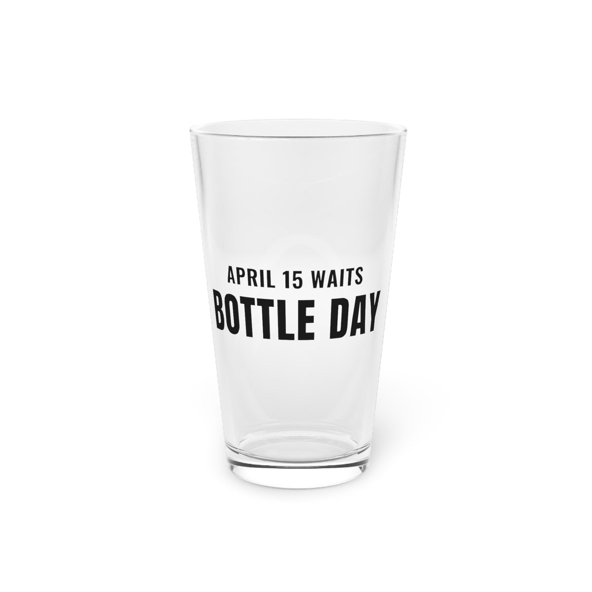 Homebrew Pint Glass, "Bottle Day" Design, for Accountants & Bookkeepers