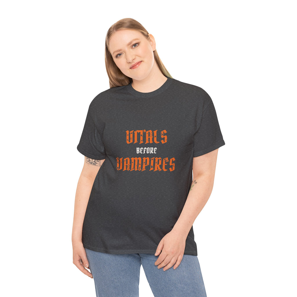 Halloween Nurse Shirt for Night-Shift Nurses, “Vitals Before Vampires”