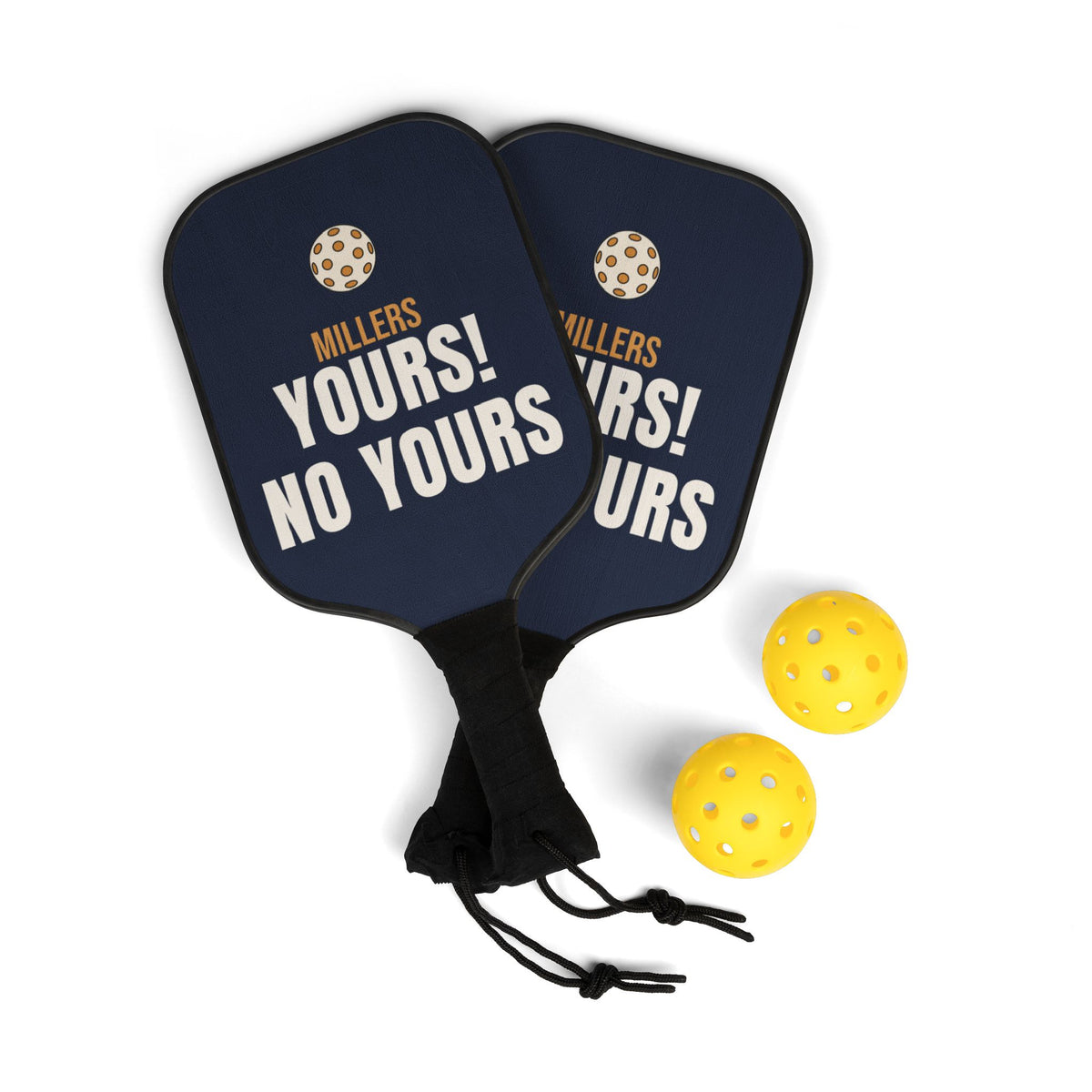 Personalized Pickleball Paddle Set for Mixed Doubles Couples, Navy
