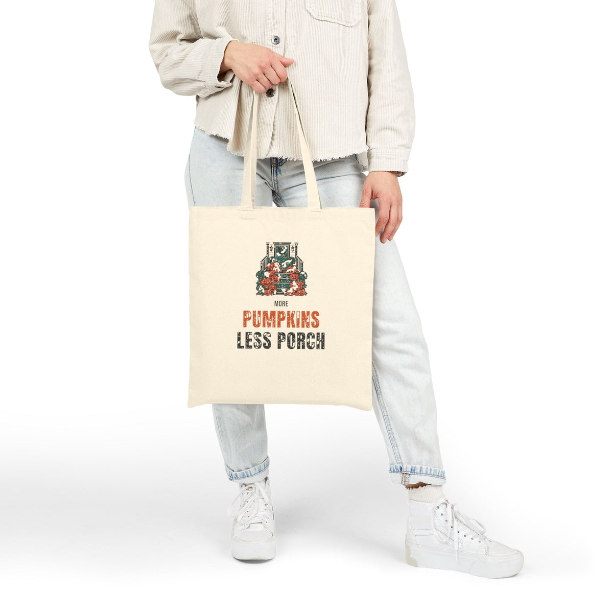 Pumpkin Carving Tote Bag for Parents, "More Pumpkins Less Porch"
