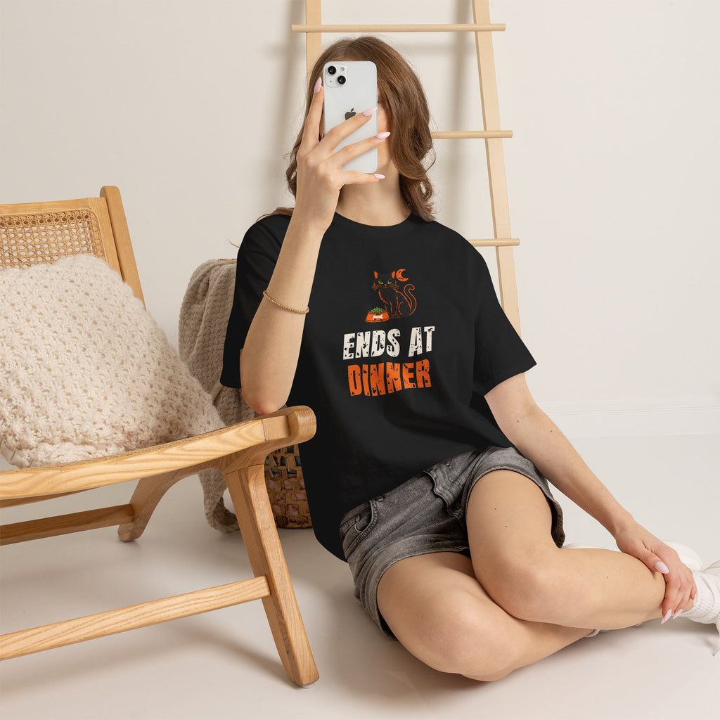 Halloween Cat "Ends at Dinner" Tee