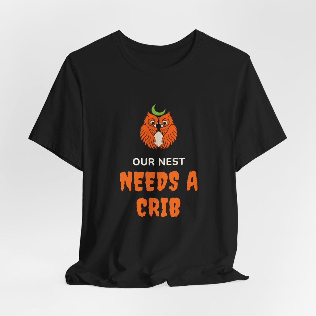 Halloween Pregnancy Announcement Shirt for Expectant Parents “Our Nest Needs a Crib”