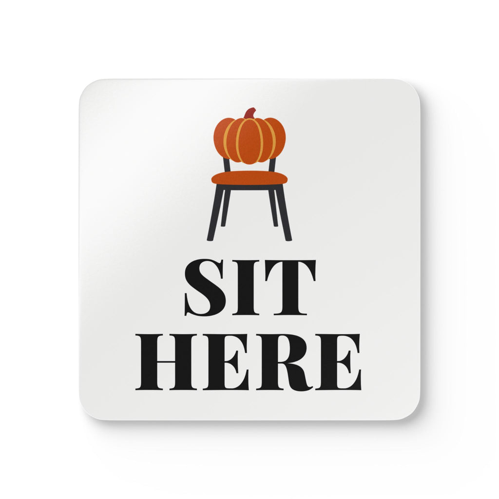 Friendsgiving Host Coaster Gift for Potluck Hosts, “SIT HERE” Set of 4