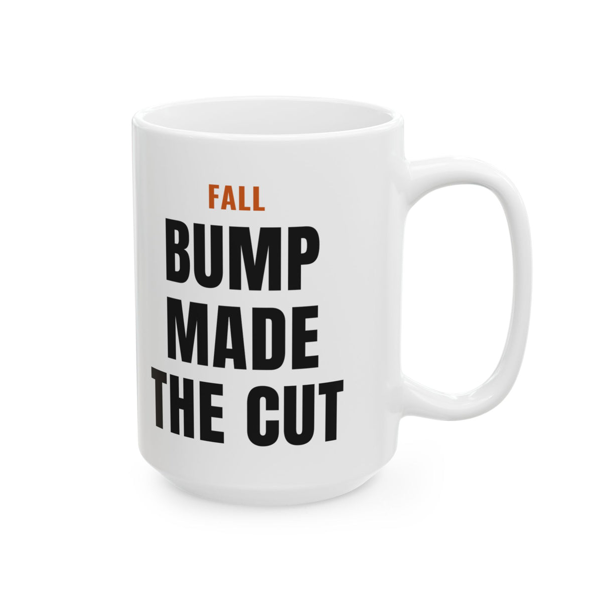 Fall Pregnancy Reveal Mug for Expecting Parents, “FALL BUMP MADE THE CUT”