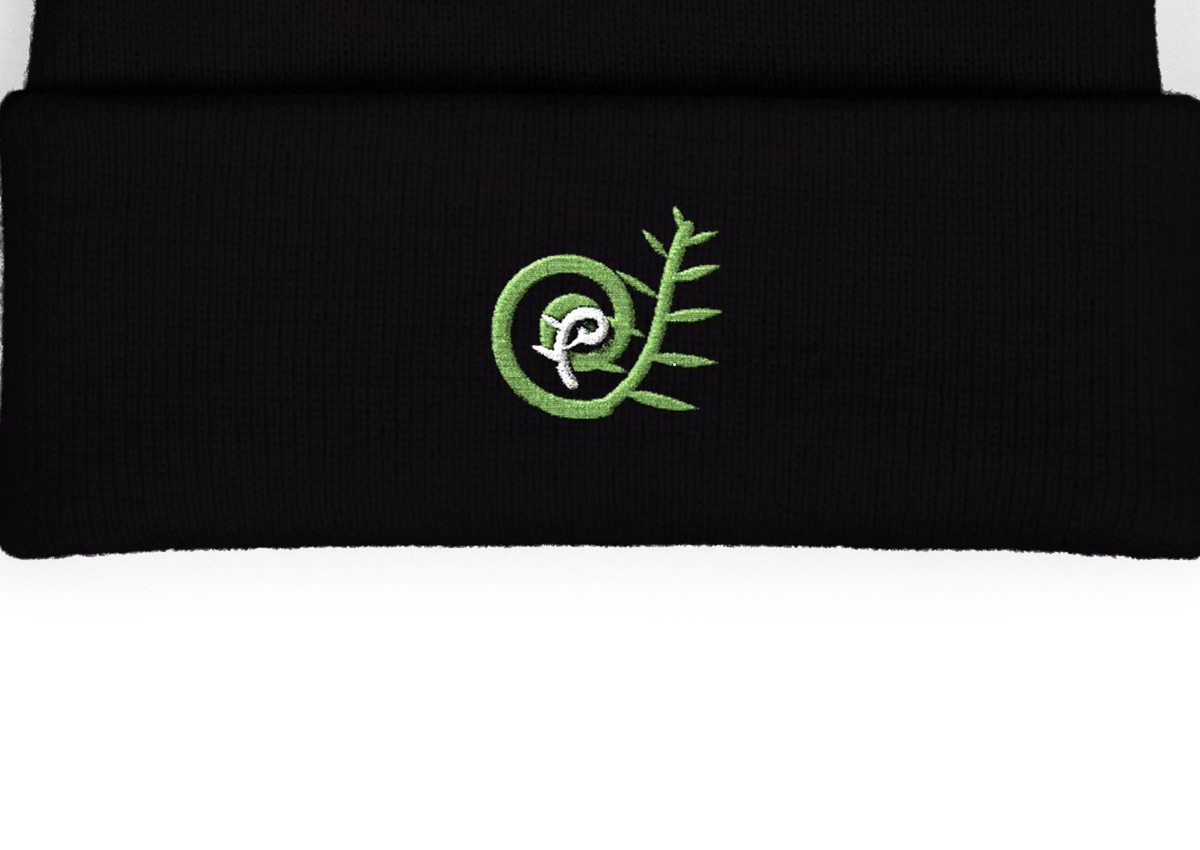 Unfurling Fern Embroidered Cuffed Beanie
