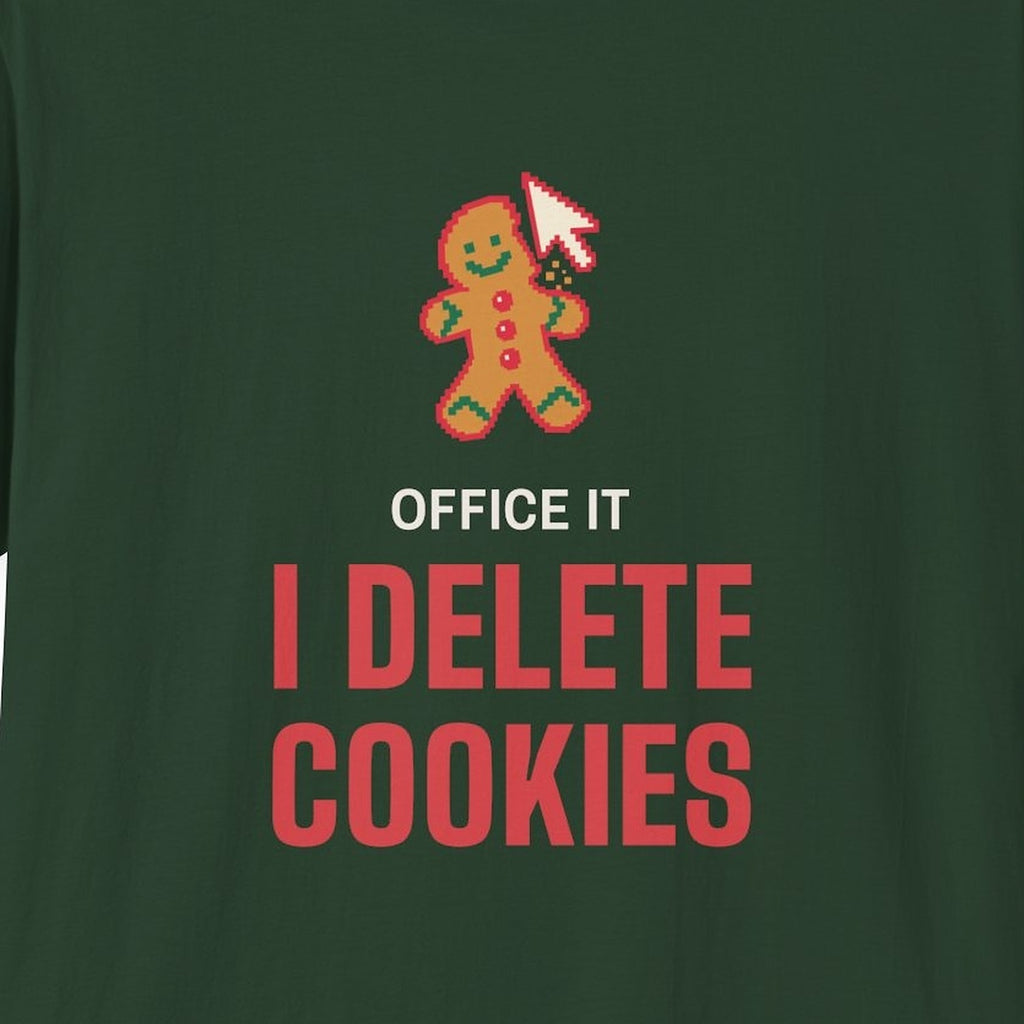 Tech Support Christmas Shirt for Tech Workers, “I Delete Cookies”
