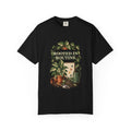 Rooted in Routine botanical plant-care design on a Comfort Colors garment-dyed T-shirt