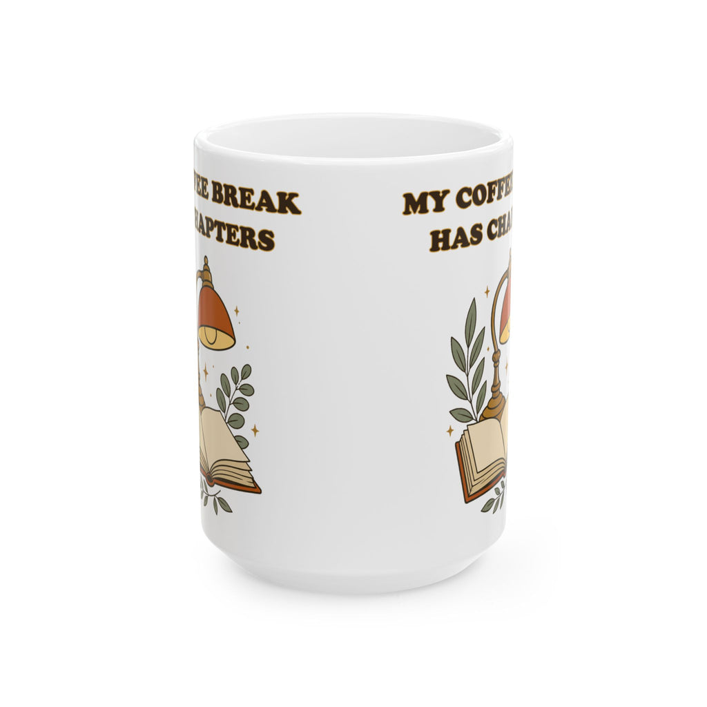 My Coffee Break Has Chapters 15oz book lover mug, right-handle view