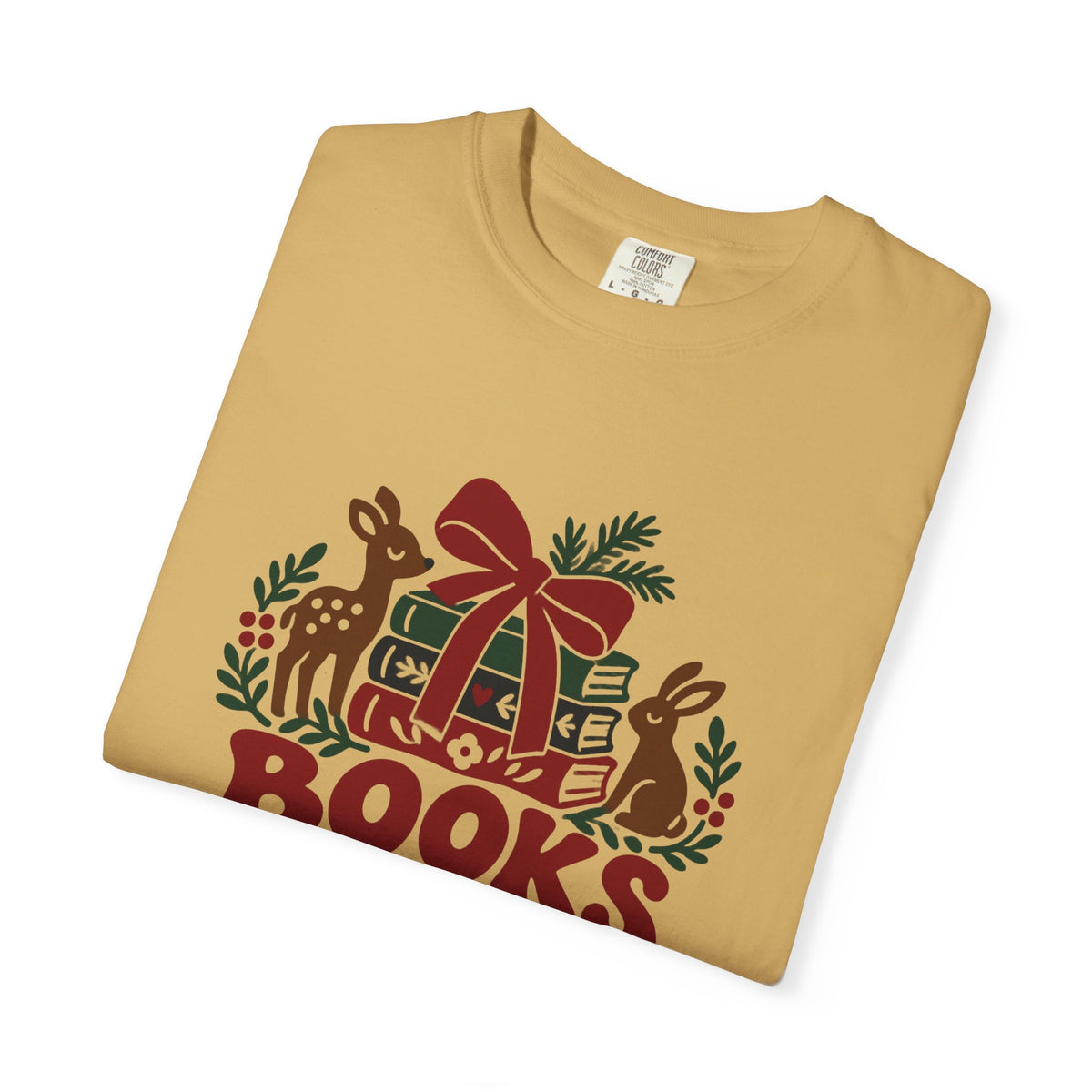 Book Lover Christmas Shirt for Book Club Readers in Mustard