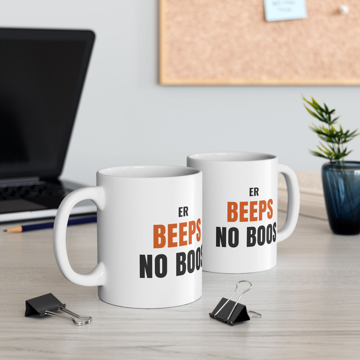 ER Nurse Halloween Mug, "ER BEEPS NO BOOS" for Night-Shift Emergency Nurses