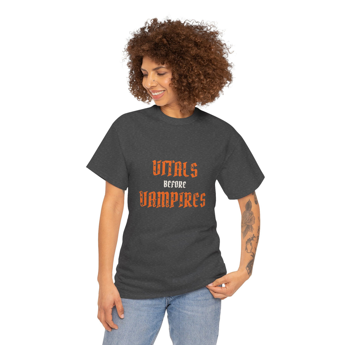 Halloween Nurse Shirt for Night-Shift Nurses, “Vitals Before Vampires”